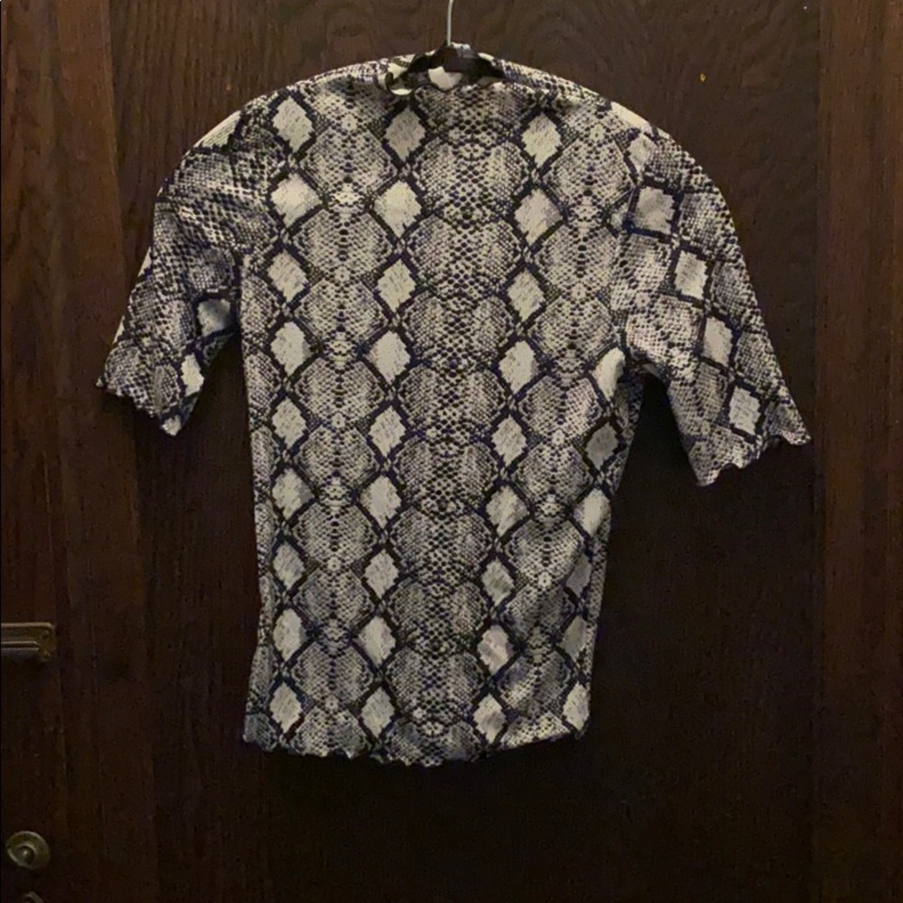 Snakeskin short sleeve high neck top